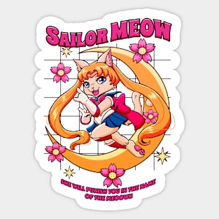 Magical meow kitty moon warrior Sticker